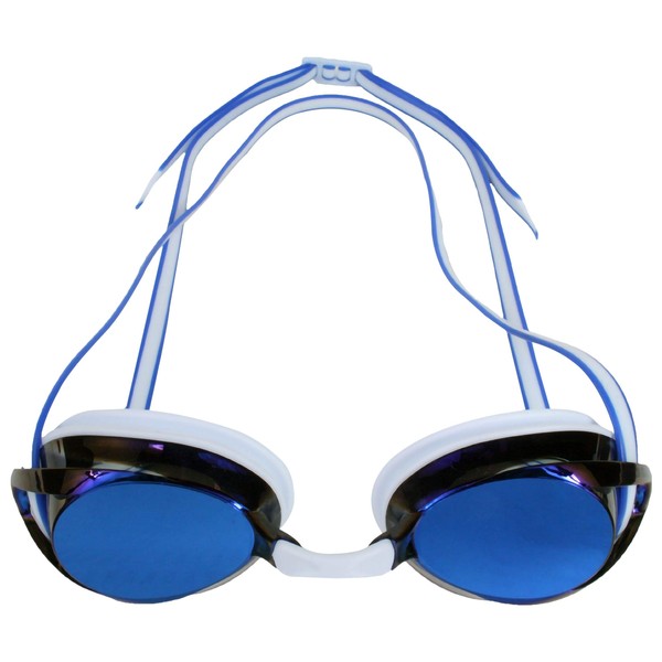 Water Gear Metallic Vision Swim Goggles, White/Blue - Women and Mens Swimming Goggles - Great for Pool and Diving - Comfortable and Clear Vision - Water Sports and Exercise