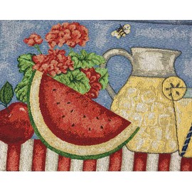 Tache Home Fashion Fruity Drinks Colorful Watermelon Lemonade Decorative Spring Summer Purple Woven Tapestry Table Runners, 13x90, Blue