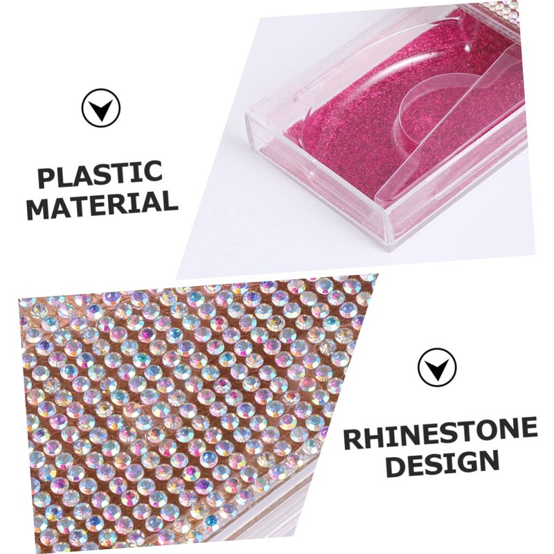 Ipetboom 2pcs Shiny Rhinestone False Eyelash Storage Case Convenient Eyelash