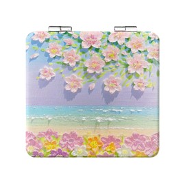 UYRVAPE Vergrößerungs-Kompaktspiegel faltbar bunter Malerei-Kosmetikspiegel tragbarer Kleiner Kunststoff-Taschen-Make-up-Spiegel doppelseitig 2-fache Vergrößerung (Stil 3)