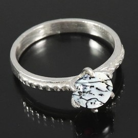 JEWELSTREZORO Dendrit-Opal Edelstein 925 Sterling Silber Band Ring Herren & Damen Geschenkartikel Handgefertigter Schmuck TSR358CI_14 (60 (19.1))