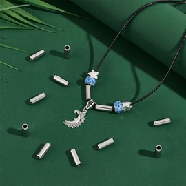 UNICRAFTALE - 40 abalorio espaciadoras de acero inoxidable 201 de 16 x 6 mm, abalorio sueltas de tubo largo, abalorio espaciadoras de metal pequeñas para bricolaje, pulseras, collares, joyas, agujeros para hacer joyas, 3.5 mm