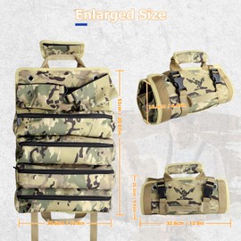 JENABOM Tool Bag, Roll Up Small Tools Box Storage, Heavy Duty Tool Organizer with 4 Zipper Pockets, 2 Detachable Pouches, Tool Gifts for Men Dad Husbands Boyfriends Grandpa, Fathers Day Birthday