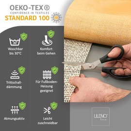 Lileno Home Non-Slip Carpet Underlay - Suitable For Underfloor Heating, Carpet, Anti-Slip Mat for Smooth, Hard and Uneven Floors - Carpet Saver for a Safe Home