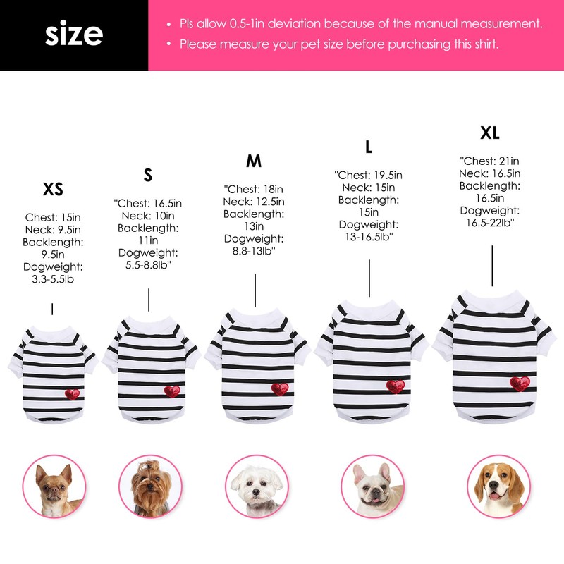 Preferhouse Pet Dog Striped T-Shirt Dogs Cats Cotton Vest Spring