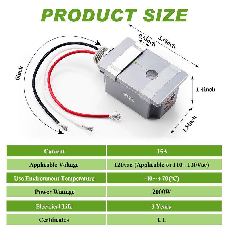 Retisee 2 Pcs Photocell Sensor for Outdoor Lights, 120vac 50/60