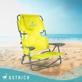 Ostrich On Your Back Backpack Beach Chair with Face Hole - Adjustable, Portable Lounge Chair with Cup Holder, Face Opening - Heavy Duty, Lay Flat Tanning Chair for Face Down Reading For Adults (Green)