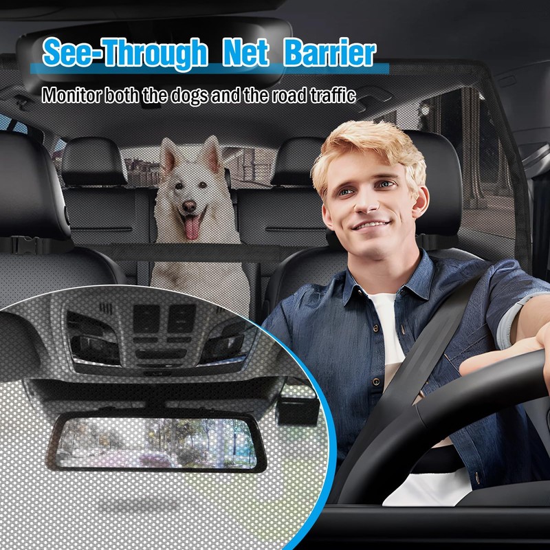 Feestars Dog Barrier for SUV Truck,56" Car Divider for Pet,