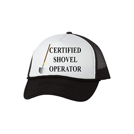 Rogue River Tactical Funny Trucker Hat Certified Shovel Operator Baseball Cap Construction Joke Union Laborer (Black)