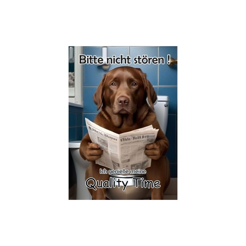 Blechschild Humor Aluminium 20x30cm - auf der Toilette mit Zeitung