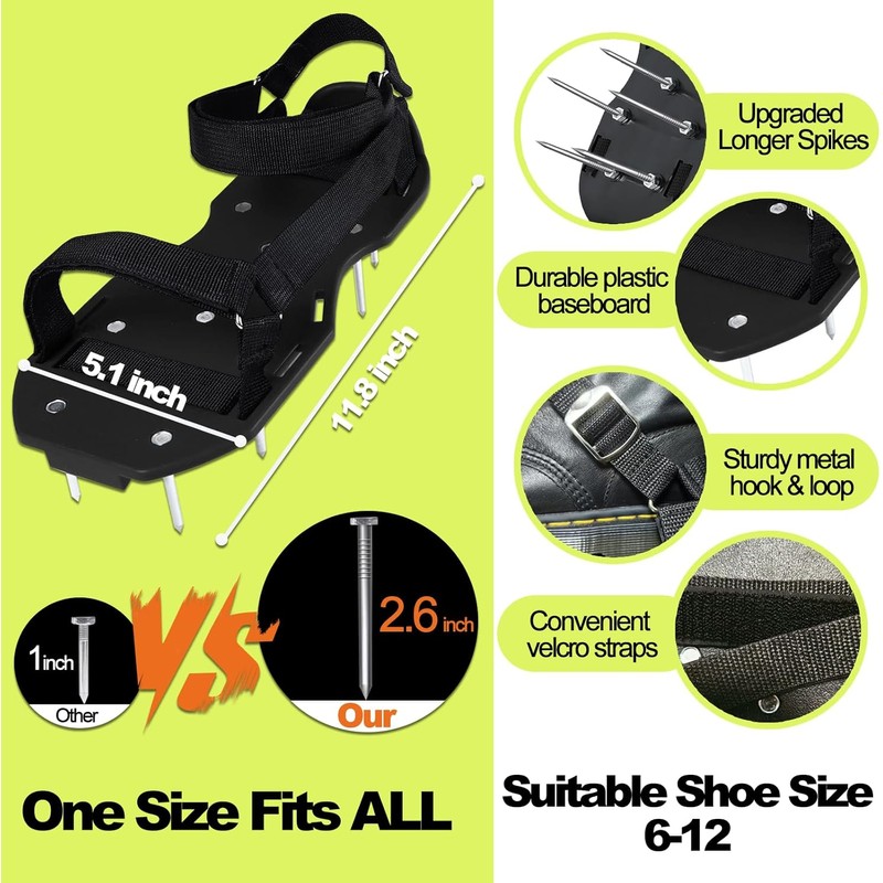 Lawn Aerator Shoes, Upgrade 2.4" Heavy Duty Spike Aeration Shoes