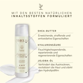 Thelia Beauty Brightening Moisturising Cream with Hyaluronic Acid, Jojoba Oil and Shea Butter, Natural Product without Parabens, Dermatologically Tested, Made in Italy, 250 ml