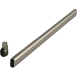 Top Shelf Hardware Oval Closet Rod with End Supports (Satin Nickel, 48" Wide Space)