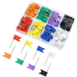Pack of 50 Flag Pins, Colourful Marking Flags Push Pins for Bulletin Board, Bulletin and Maps for World Map, Pin Board, Marking Flags (8 Colours)