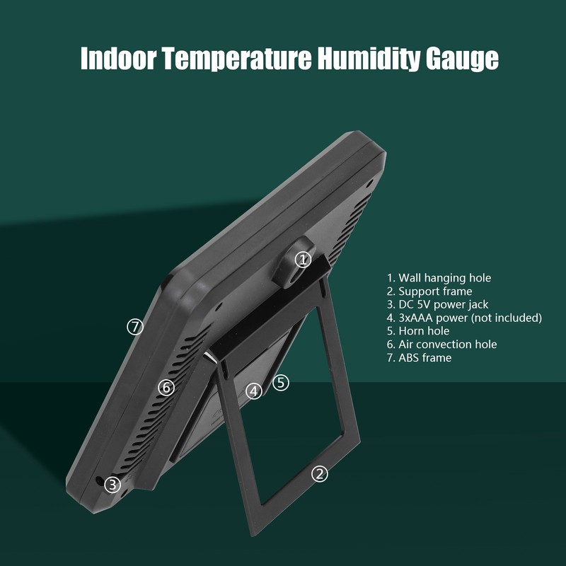 Indoor Temperature Humidity Gauge Clock Large Screen Electronic Digital Display