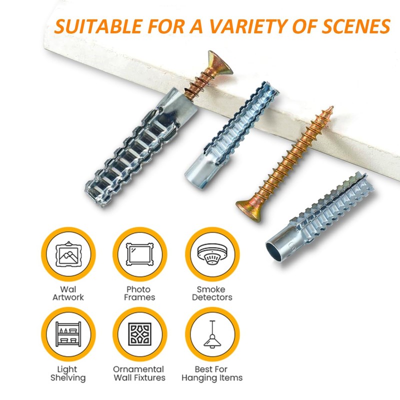 M6 Tree Shaped Steel Hollow Wall Anchor with Screws,Loose Hinge