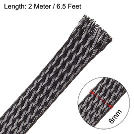 uxcell PET Cord Protector, 6.5Ft-8mm Wire Loom Cable Sleeve for OD 8-14mm Line Black