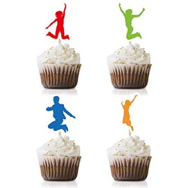 Jump Party Cupcake Topper Picks, 24-Pack Jump Birthday Party Supply Decorations
