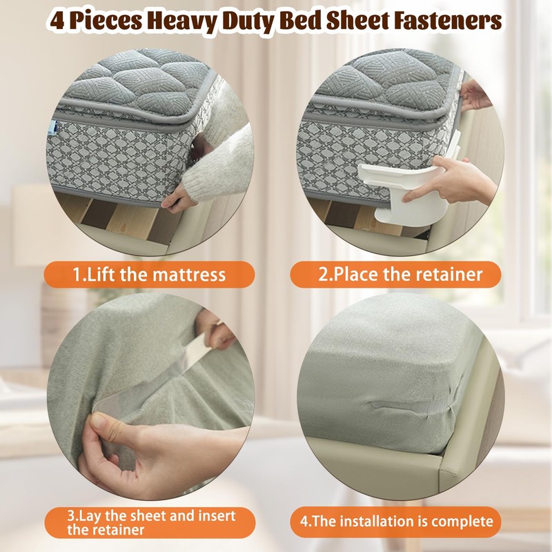 4 Pieces Heavy Duty Bed Sheet Fasteners,Bed Sheet Holder With
