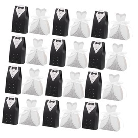 iplusmile 100pcs Bride Groom Candy Boxes Wedding Favor Containers Capacity Creative Double Breasted Suit Design for Wedding