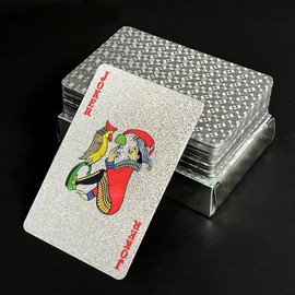Plastic Playing Cards, Pack of 54, Silver, Magic Playing Cards, Waterproof, Abrasion Resistant, Parties, Gatherings, Games, Cool, Magic, Party Supplies, Storage Box Included