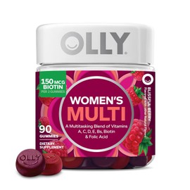 OLLY Gomitas multivitamnicas para mujer con vitaminas A, D, C, E, biotina y cido flico para adultos, masticables, sabor a bayas, suministro para 45...