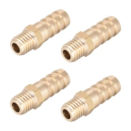 sourcing map Brass Metric Male to Barb Hose Connector 10mm x M10 x 1.5 (Pack of 4)