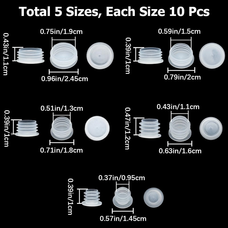 GORGECRAFT Pack of 50 5 Sizes Plastic Stoppers for Salt