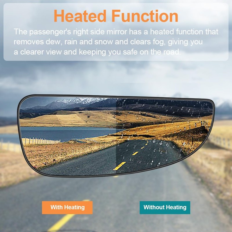 Senzeal Passenger Right Side Heated Lower Mirror Glass Replacement for