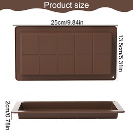 Schokoladenform Silikon Tief, 2 Stück Schokoladentafel Form, Antihaftbeschichtung Silikonform Schokolade, Silikonform Schokoladentafel Tiefe, für Schokolade Praline Süßigkeiten, Schokoladenfarbe