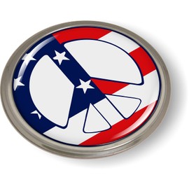 US Peace American Flag 3D Domed CAR Emblem Badge Sticker Semi-Flexible Aluminum Round Bezel