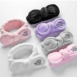 Ribbon lettering face wash hair band headband - White / 리본 레터링 세안 헤어밴드 머리띠 - 화이트