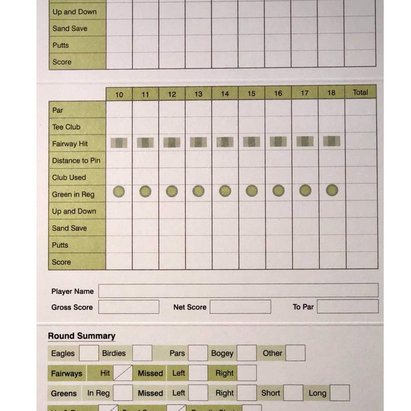 Pin Mapping Golf Stats Card Pro (Pack of 50 Cards)