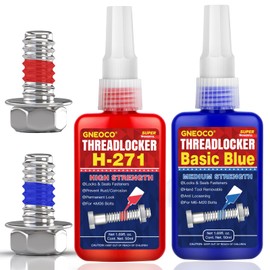 ThreadLocker Blue and Red, Thread Lock Medium and High Strength Lock Tight for Nuts, Bolts, Fasteners and Metals, Anaerobic Curing Metal Glue to Prevent Loosening and Corrosion (Blue and Red 50ml x 2)