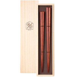 Hashikura Matsukan G-12184 Chopsticks for Couples and Couples, High Quality, Natural Wood, Pair Set, 9.3 inches (23.5 cm), 8.7 inches (22 cm), 7.2 inches (23.5 cm), Satin Lacquer, Brown, Made in Japan