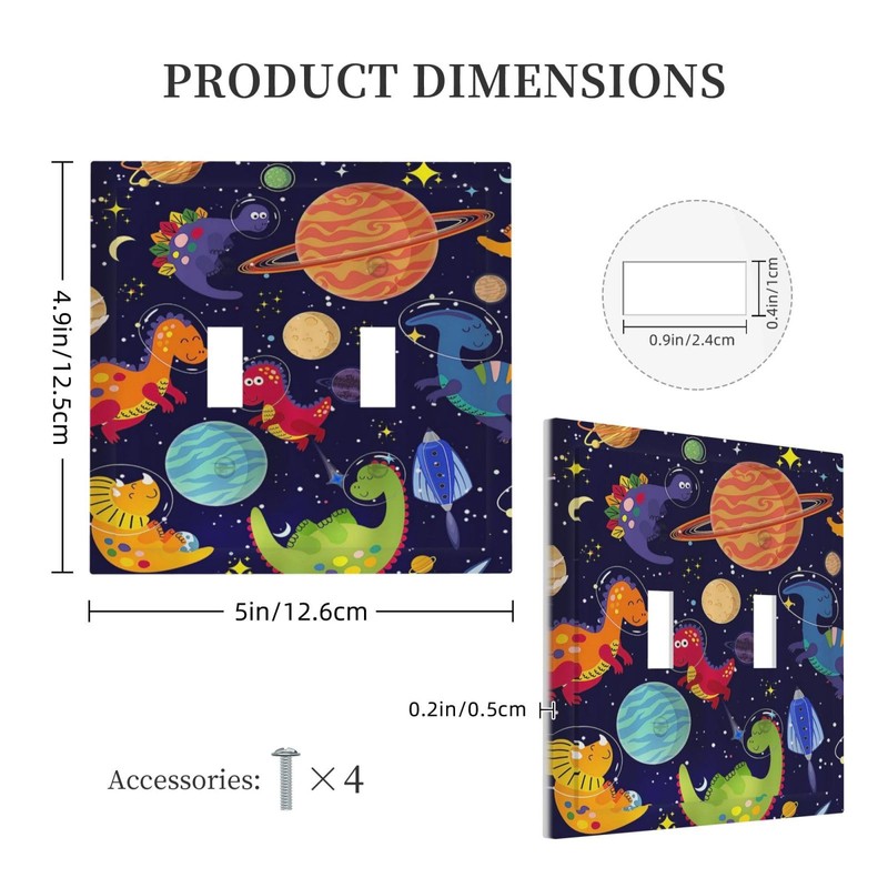 Astronaut Dinosaur Galaxy Starry 2 Gang Double Toggle Light Switch