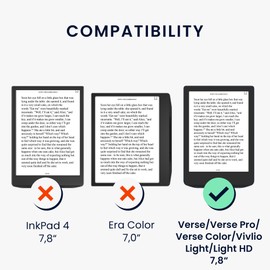 kwmobile Flip Cover Compatible with Pocketbook Verse/Verse Pro/Verse Color/Vivlio Light/Light HD - Case with Wrist Strap Reading Woman Black Beige