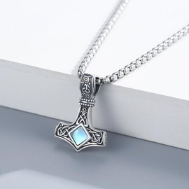ZIPPICE Thor's Hammer Necklace 925 Sterling Silver Viking Celtic Knot Mjölnir Pendant Nordic Viking Necklace Unisex Jewellery, Sterling Silver