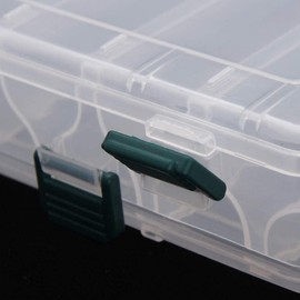 TOPIND Double Sided Fishing Lures Box Transparent Visible Plastic Fishing Bait Hooks Boxes Terminal Tackle Bits Clear Storage Box Organizer Case 14 Compartments with Drain Hole Fishing Accessories