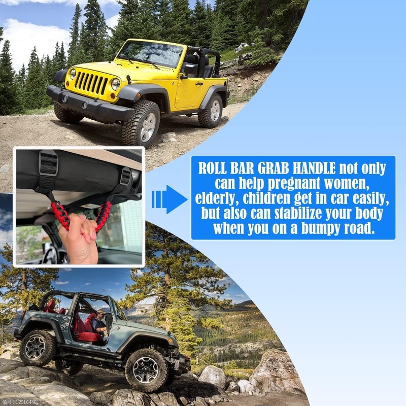 ROMASO Roll Bar Grab Handles for Jeep Wrangler YJ TJ