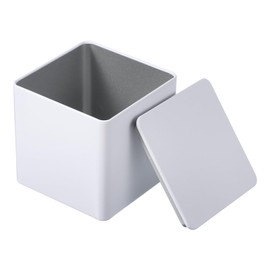 PATIKIL Metal Tea and Tin Set 3.35"x3.35"x3.35", Airtight Storage Square Container with Lid for Loose Tea Coffee Candy Treats Gifts Spice DIY, White