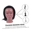 FOMIYES Hair Braiding Training Head with Real Hair Black Skin