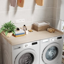 Washer Dryer Countertop, Washer Dryer Topper, Solid Wood Washers and Dryers Countertop, 54" Width x 27.5" Depth Laundry Countertop for Laundry Room Organization and Storage, White Oak