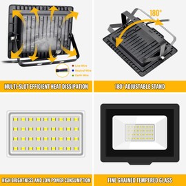 YOJZMA 30W Outdoor Flood Lights 3000LM Super Bright Security Light IP66 Waterproof Luces para patios exteriores 6000K Cool White Floodlight for Garage Garden Stadium Backyard Yard 2 Pack