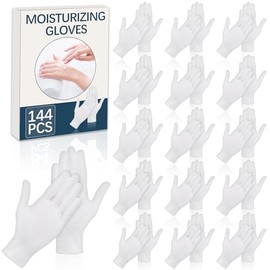 144 guantes de algodón blanco para manos secas para dormir, guantes de sueño suaves para hombres y mujeres, para eccema e hidratación durante la noche