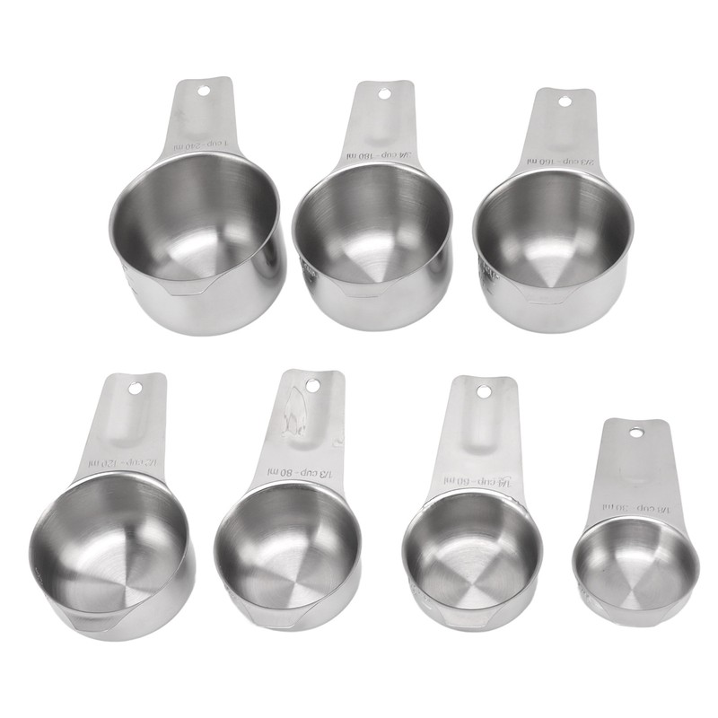 7Pcs Measuring Cups Set Stainless Steel Stackable Multifunctional Metal Nesting