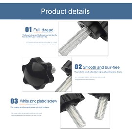 BOZONLI Thumb Screw Bolts, Six-Star Shape Head Knob Full Thread Clamping Knob Shape Knob Handle Hand Knob Handle for Machine Tool, M6×12mm,10 pcs
