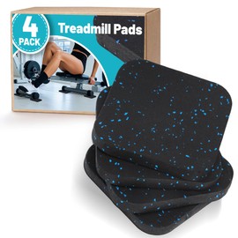 Chiligent Treadmill Pads, 4 PCS Exercise Equipment Mat with High Density Rubber, Anti-Vibration & Sound Reduction Mats for Hardwood Floors & Carpet Protection, 3.94" x 3.94" x 0.39", Black & Blue