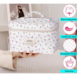 Women's Cosmetic Bag Set of 3 Travel Makeup Bag Made of Cotton, Flower Pattern Make-Up Bag, Colourful graffiti, Fresh and sweet