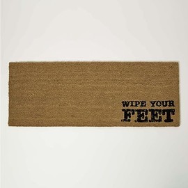 HOMESCAPES Extra Large Coir Door Mat 120 x 45 cm “Wipe Your Feet” Double Doormat Runner Non-Slip Heavy Duty for Indoor & Outdoor Use